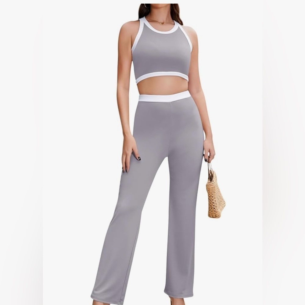 Womens 2 Piece Lounge Set Sleeveless Tank and Long Pants for Women (064)